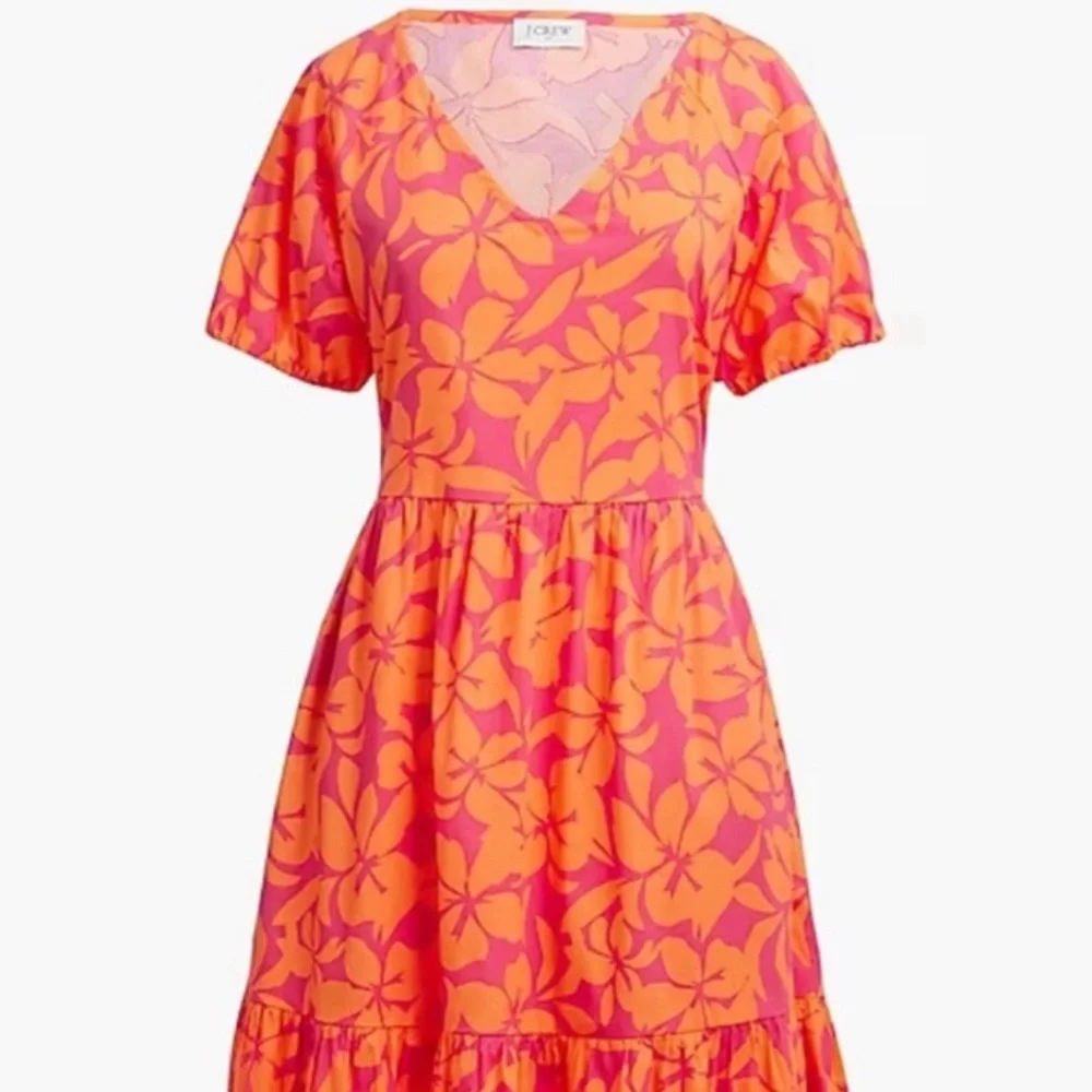 NWT J. Crew Orange Floral Midi Dress